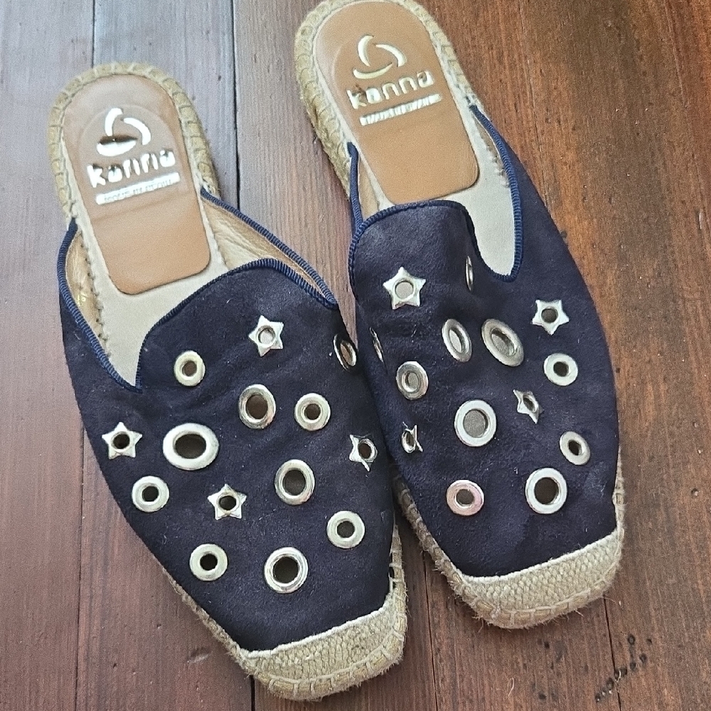 Kanna Dark Blue Espadrille Shoes with Jute Sole